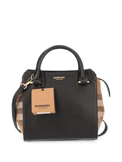 Burberry Mini Banwell Leather Tote Bag In Black