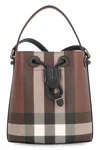 Burberry Mini Tb Checked Bucket Bag In Brown