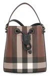 Burberry Mini Tb Checked Bucket Bag In Brown