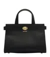 Burberry Mini Cotswold Grained Leather Top Handle Bag In Black