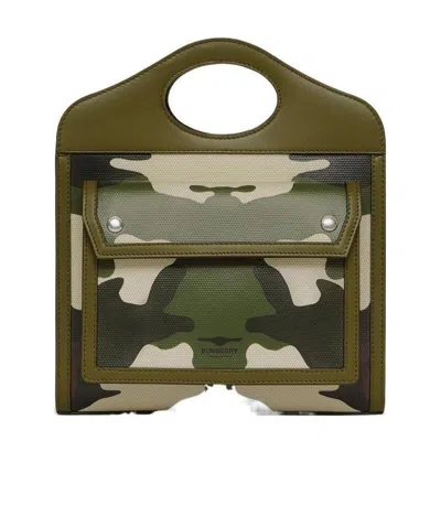Burberry Mini Camouflage-print Tote Bag In Green