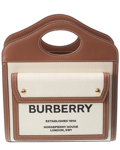 Burberry Mini Canvas & Leather Pocket Bag In Brown