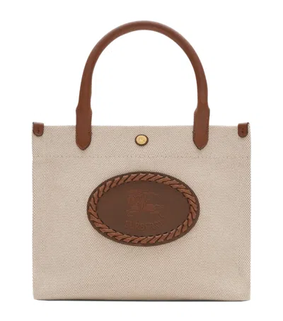 Burberry Mini Canvas Clovelly Bag In White