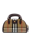 Burberry Mini Highlands Bowling Handbag And Handles In Purple