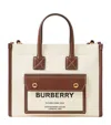 Burberry Frey Rectangular Cotton Shoulder Bag With Leather Trim In Brown