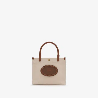 Burberry Mini Canvas Tote Handbag In Natural