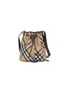 Burberry Beige Cotton Check Drawstring Bag
