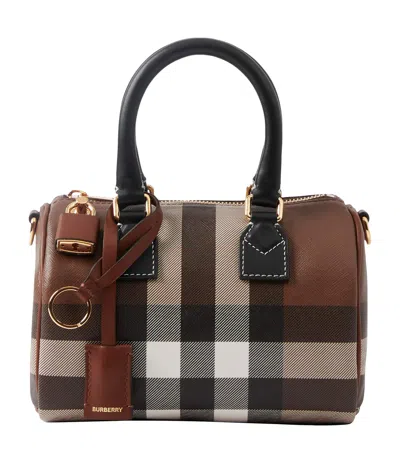 Burberry Mini Check Bowling Bag In Brown