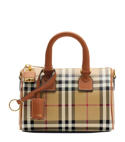 Burberry Mini Check Bowling Bag In Brown