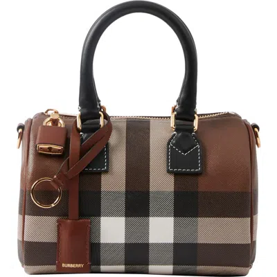 Burberry Mini Check Bowling Bag In Dark Birch Brown