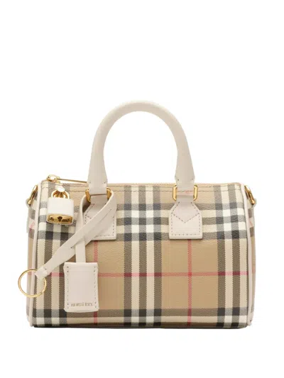 Burberry Mini Check Bowling Bag In Neutral