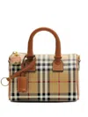 Burberry Mini Check Bowling Bags In Brown
