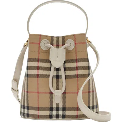 Burberry Mini Check Bucket Bag In Brown