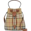 Burberry Mini Check Bucket Bag In Archive Beige/briar Brown