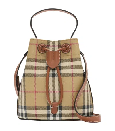 BURBERRY MINI CHECK BUCKET BAG
