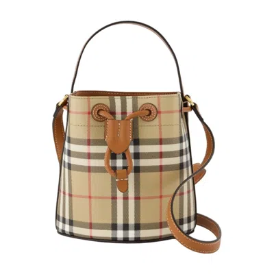 Burberry Mini Check Bucket Bag In Brown