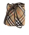 Burberry Medium Bucket Bag With Check Pattern In Brown