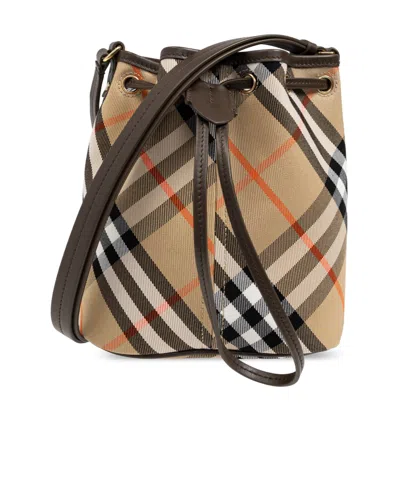 BURBERRY BURBERRY CHECKED DRAWSTRING BUCKET BAG