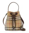 Burberry Mini Check Bucket Bag With Drawstring In Sand