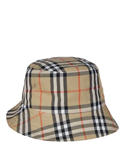 Burberry Mini Check Bucket Hat In Sand