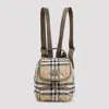 Burberry Mini Check Canvas Backpack In Nude & Neutrals