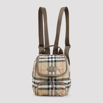 Burberry Mini Check Canvas Backpack In Nude & Neutrals