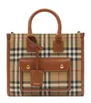Burberry Mini Check Freya Tote Bag In Brown