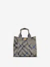 Burberry Embroidered Fabric Check Mini Handbag In Grey