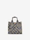 Burberry Embroidered Fabric Check Mini Handbag In Grey