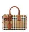 Burberry Mini Check Holdall In Brown