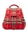 Burberry Mini Check Horseshoe Backpack In Red