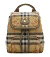 Burberry Women Embroidered Canvas Mini Horseshoe Backpack In Brown