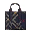 Burberry Mini Check Knitted Tote Bag In Black