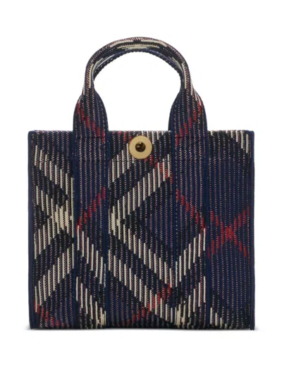 BURBERRY MINI CHECK KNITTED TOTE BAG