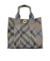 Burberry Embroidered Fabric Check Mini Handbag In Gray