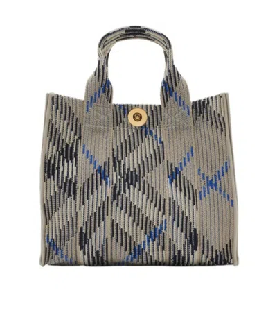 BURBERRY BURBERRY MINI CHECKED KNITTED TOP HANDLE BAG