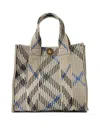 Burberry Mini Checked Knitted Top Handle Bag In Grey
