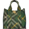 Burberry Check Pattern Knit Tote Bag In Ivy