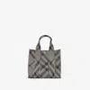 Burberry Beige Mini Check Knitted Tote In Lichen