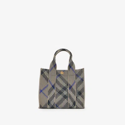 Burberry Mini Check Knitted Tote In Grey