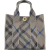 Burberry Embroidered Fabric Check Mini Handbag In Lichen