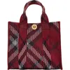 Burberry Mini Check Knitted Tote In Scarlet