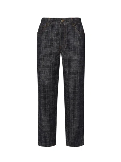 Burberry Mini Check Loafers In Black