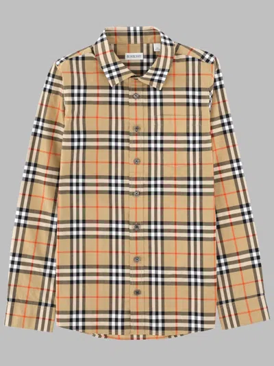 Burberry Mini Check Long Sleeve Shirt For Boys In Multi