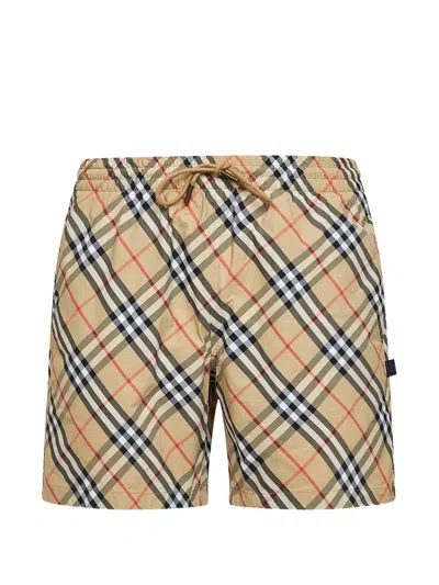 Burberry Mini Check Pattern Swim Shorts For Men In Multi