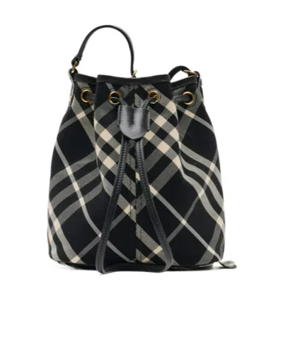 BURBERRY BURBERRY CHECKED DRAWSTRING MINI BUCKET BAG