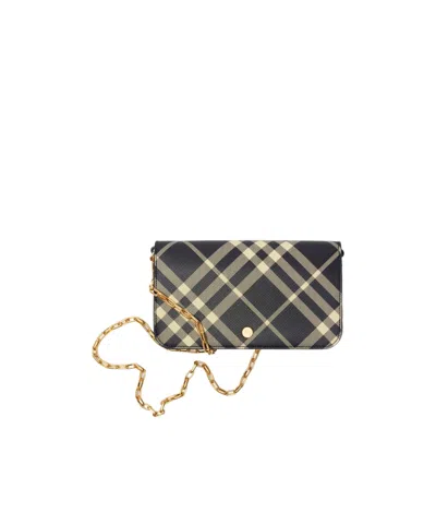 Burberry Mini Check-print Crossbody Bag In Black