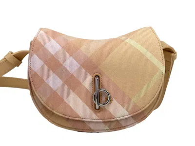 Burberry Mini Check Rocking Horse Crossbody Bag Purse Peach In Multi