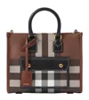Burberry Mini Check Tote Bag In Brown