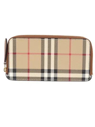 Burberry Mini Check Wallet In Sand